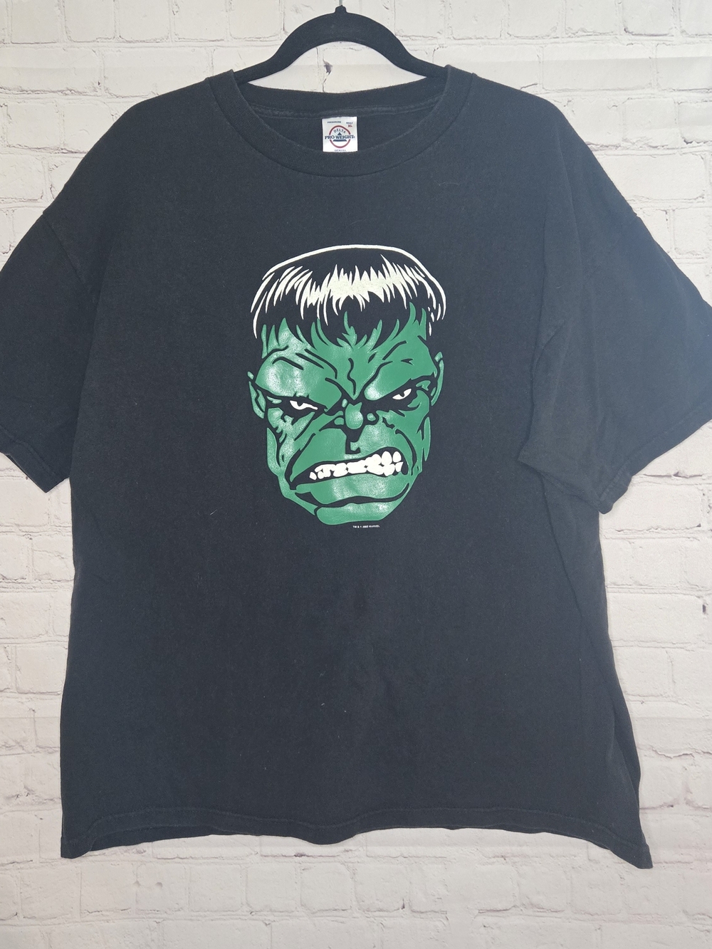 VTG Y2K 2002 Marvel Hulk‎ Big Head Graphic Tee Comic Streetwear Pro Weight XL